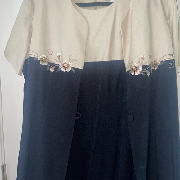 Sl FASHIONS | Vintage Women's Blue & Beige Rayon Top & Dress 2 Piece Set 16WP - Picture 13 of 16